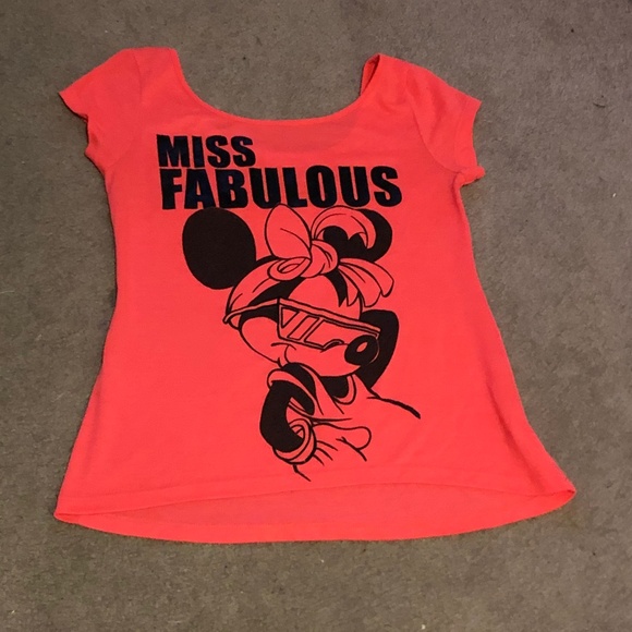 Cute funny Disney Logo Statement T-shirt Minnie Mouse "Miss Fabulous" Hot Pink - Picture 7 of 13